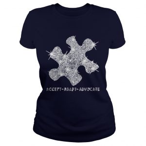 Austism Diamond Glitter Accept Adapt Advocate Ladies Tee