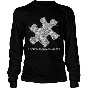 Austism Diamond Glitter Accept Adapt Advocate Longsleeve Tee