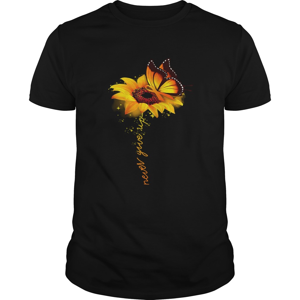 Butterfly sunflower never give up raise multiple sclerosis awareness shirts