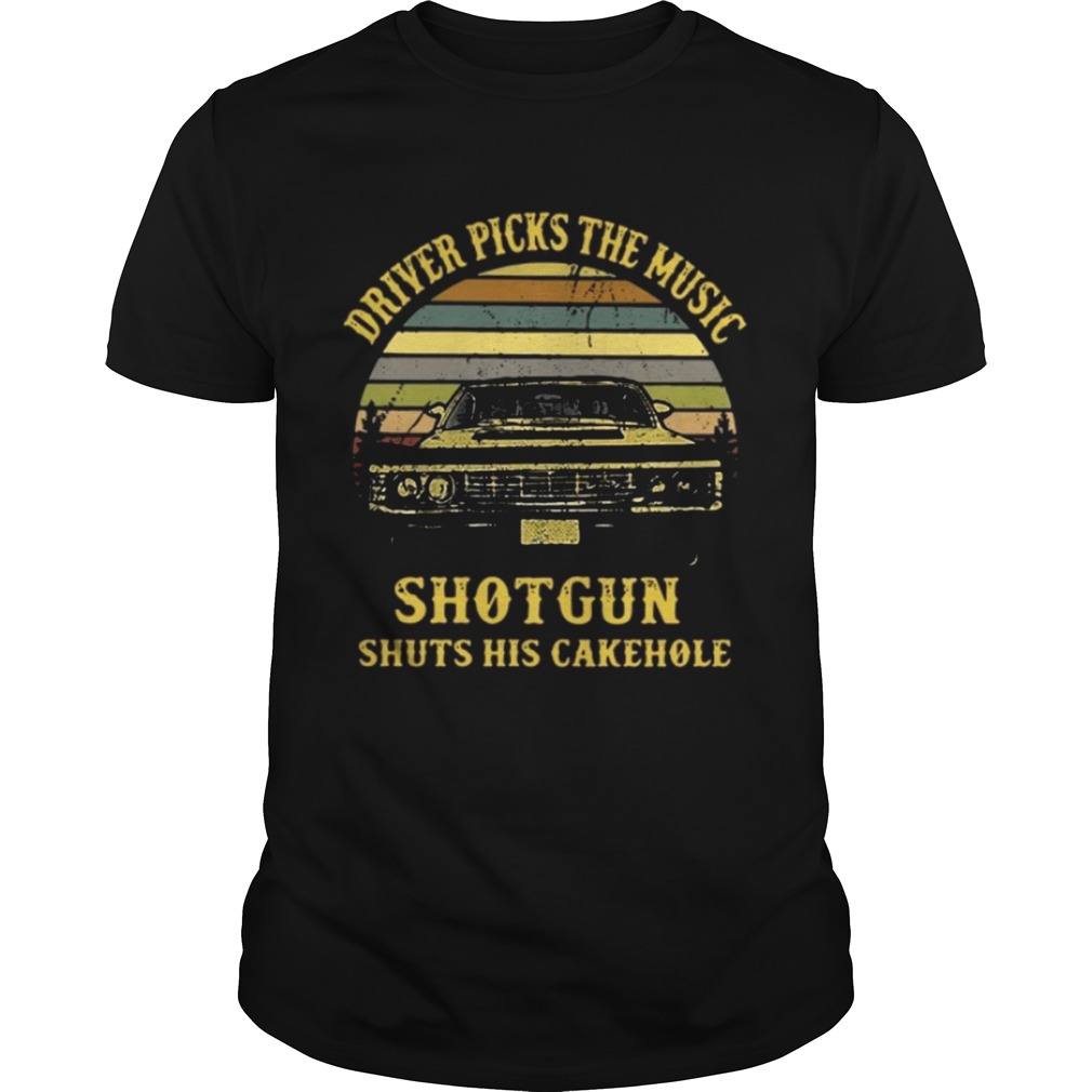 Driver picks the music shotgun shuts his cakehole retro shirt