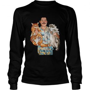 Freddie Mercury hug cats longsleeve tee