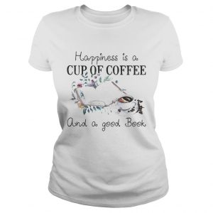 Happiness is a cup of coffee and a good book ladies tee