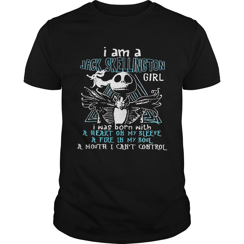 I am a jack skellington girl I was born with a heart on my sleeve tshirt