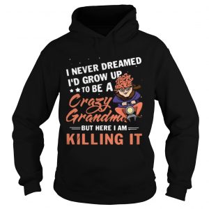 I never dreamed Id grow up to be a crazy grandma but here I am killing it hoodie