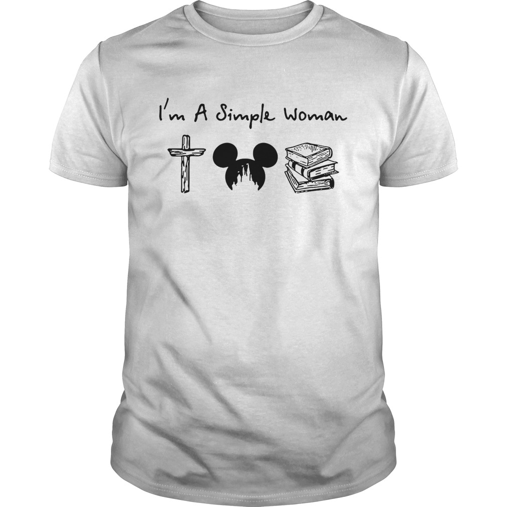 I’m a simple woman I like Cross Mickey Disney and reading shirt