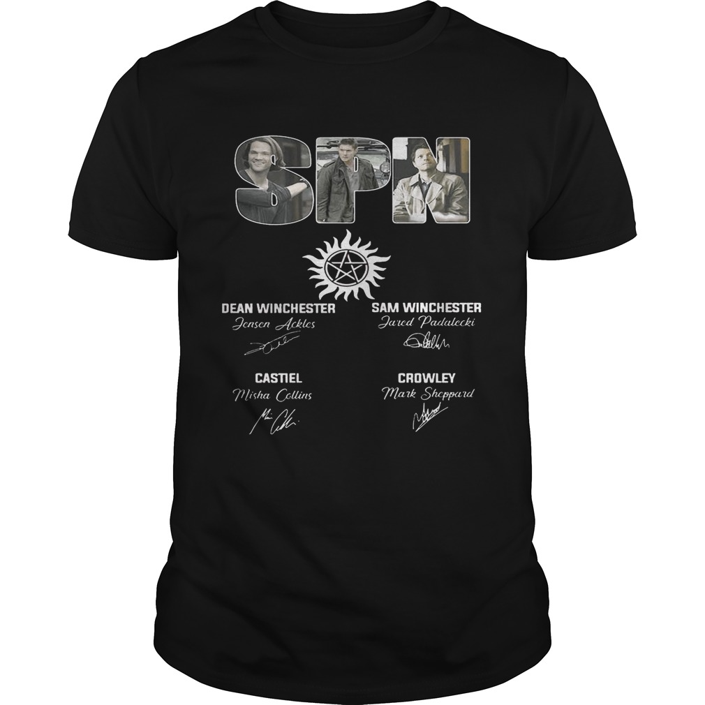 SPN Signature Dean Winchester Sam Winchester Castiel Crowley Shirts