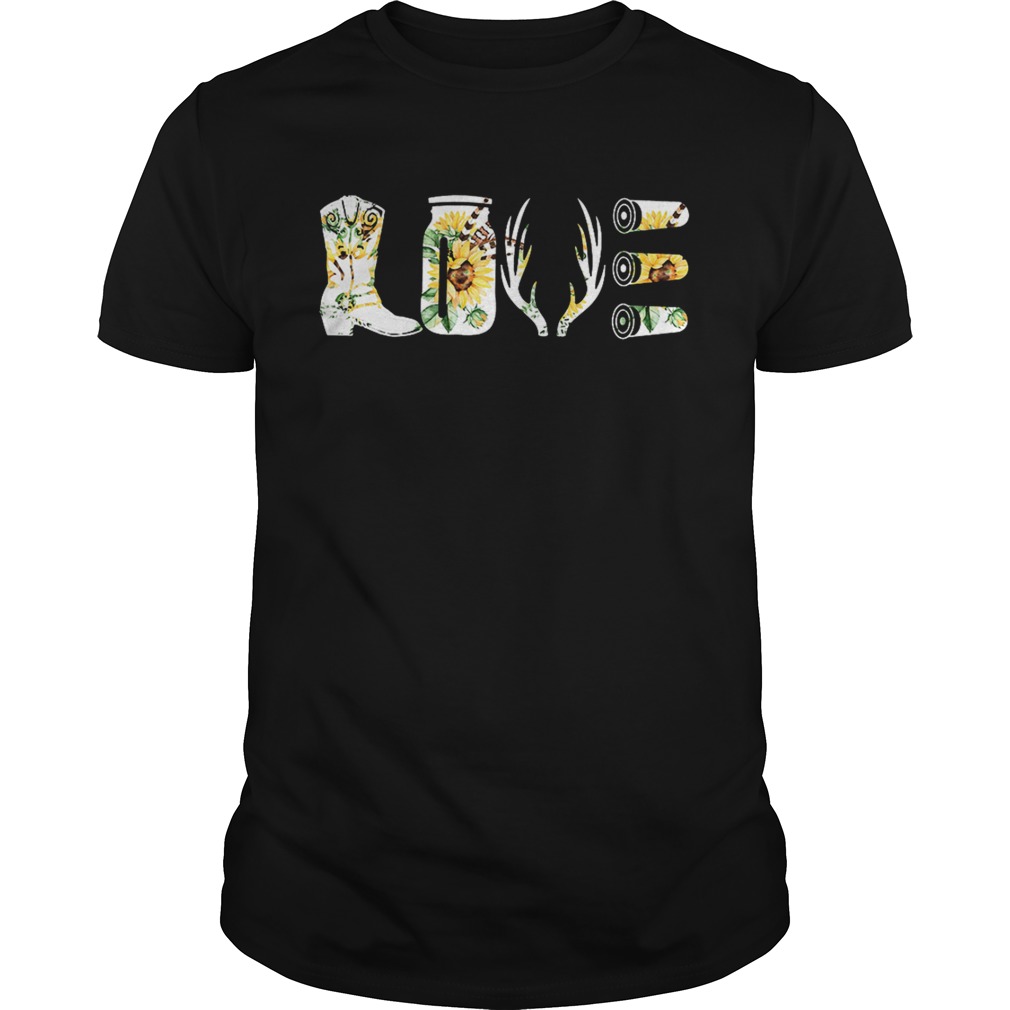 Sunflower love hunting equipment boots bottle gun shirt