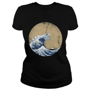 The great wave off Kanagawa Godzilla ladies tee