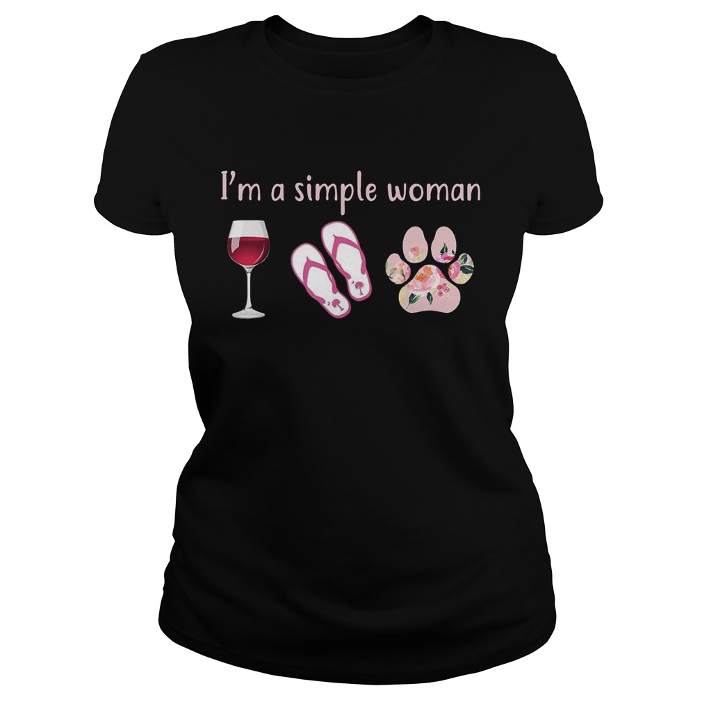 Wine Flip Flop Dog I’m A simple Woman T-Shirt