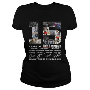 15 Years Of Greys Anatomy Thank You For The Memories ladies tee