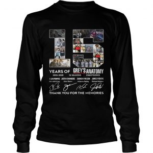 15 Years Of Greys Anatomy Thank You For The Memories longsleeve tee