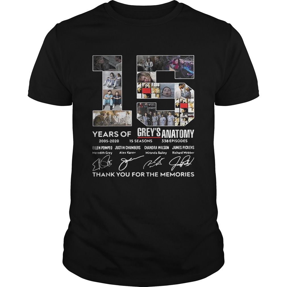 15 Years Of Grey’s Anatomy Thank You For The Memories shirts