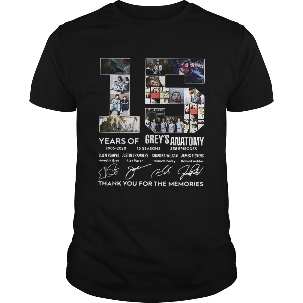 15 Years of Greys Anatomy thank you for the memories signature shirts