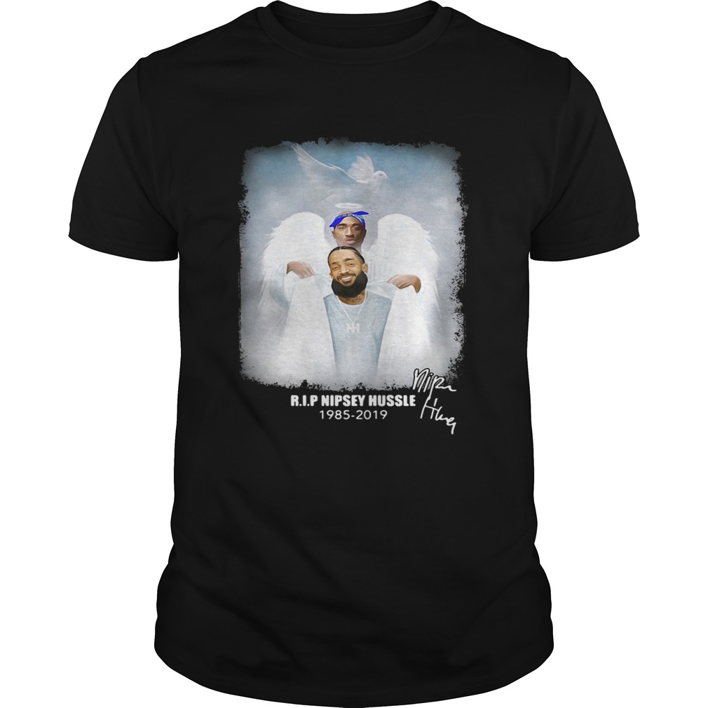 Tupac Shakur welcoming Nipsey Hussle into Heaven RIP 1985 2019 shirts