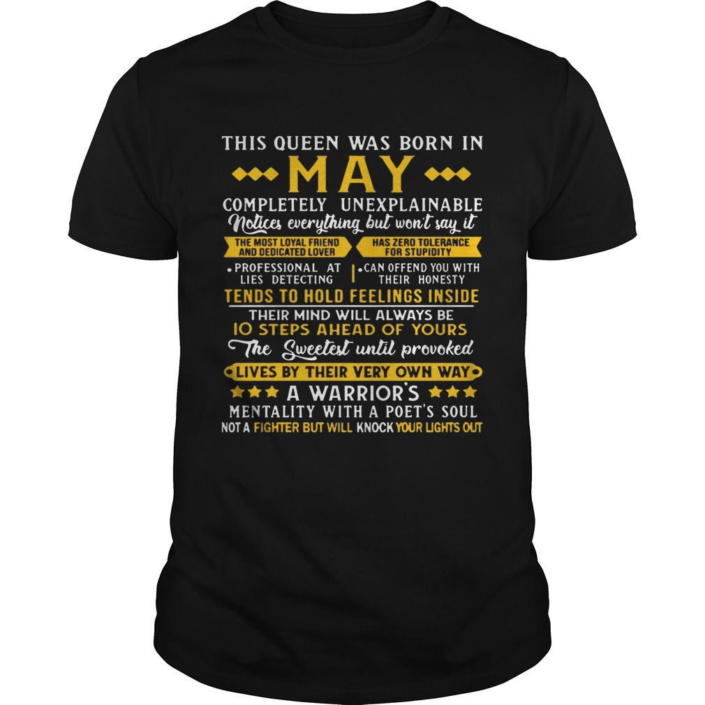 This Queens Was Born In May A Warrior’s Mentality Birthday Women T-shirts