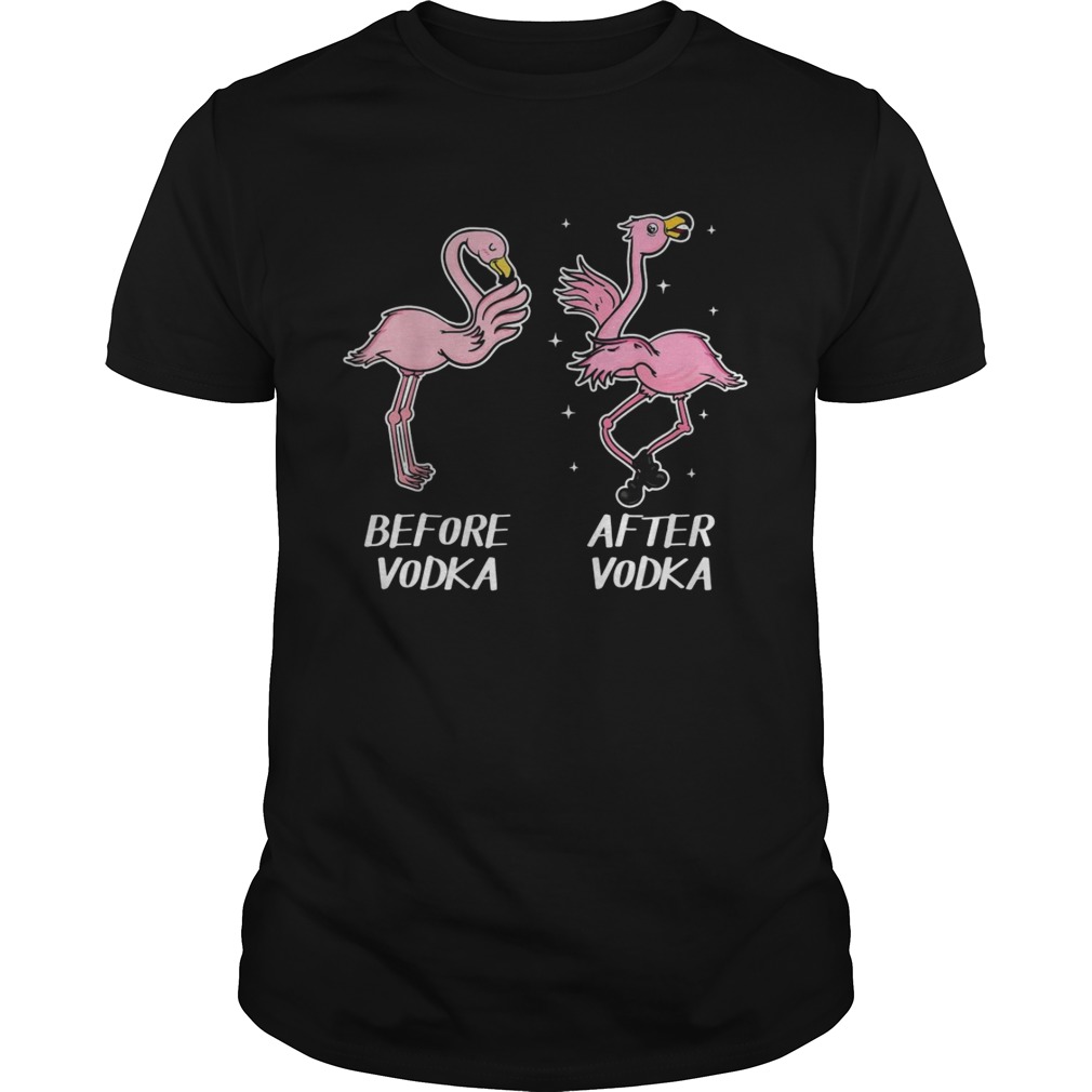 Before vodka and after vodka Flamingo shirts