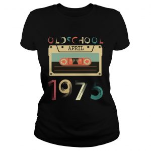 1556264108Vintage Cassette tape Oldschool April 1975 Birthday ladies tee