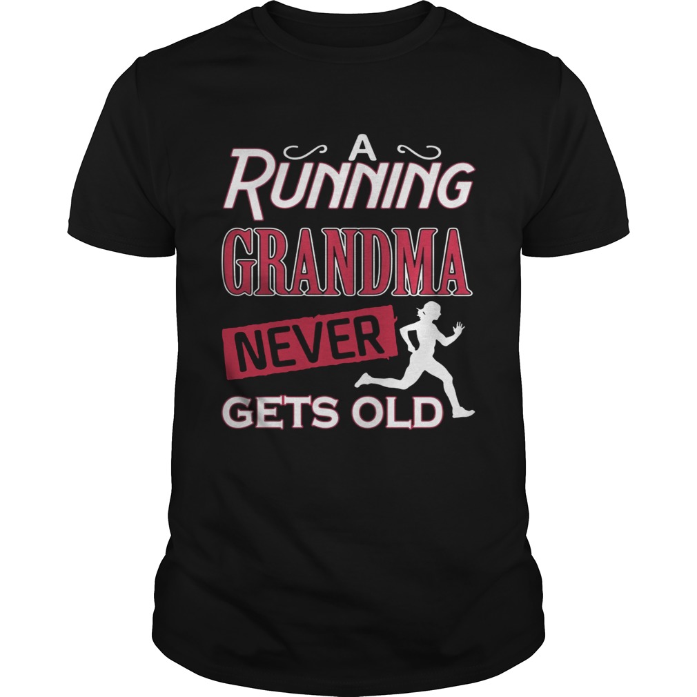 A running grandma neve gets old shirts