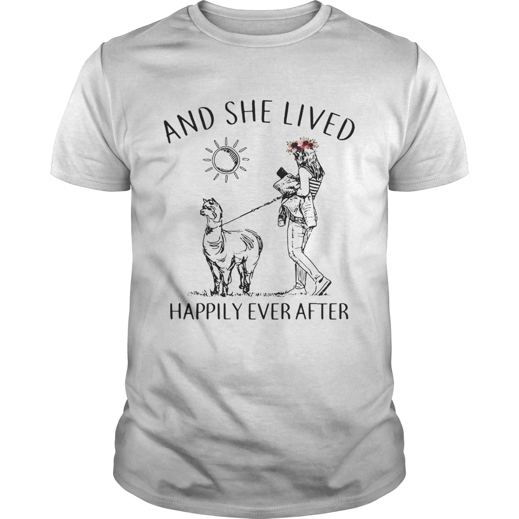 Alpaca and she lived happily ever after shirts