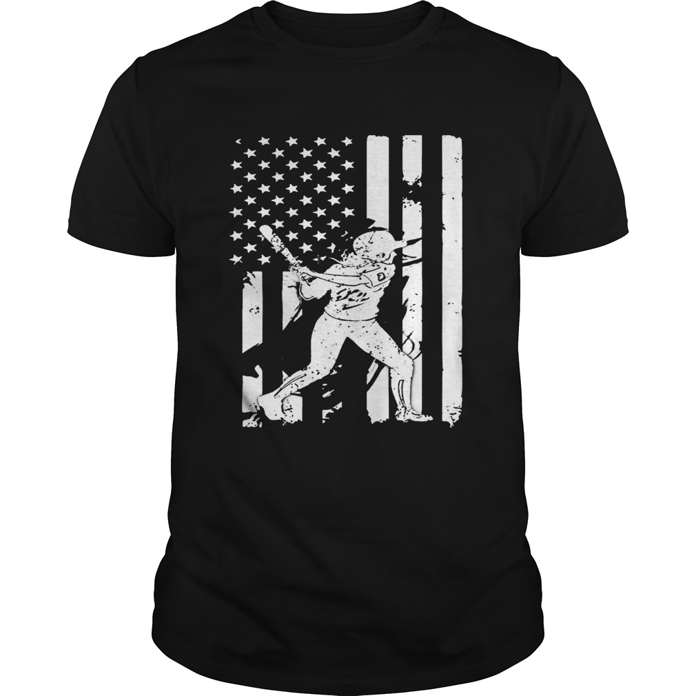 Baseball Player With American Flag T-Shirts