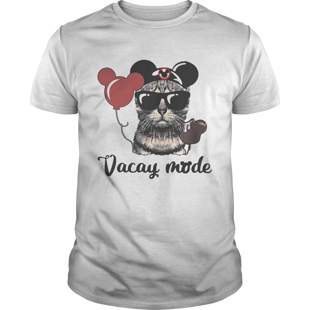 Cat with Mickey Mouse ears vacay mode shirts