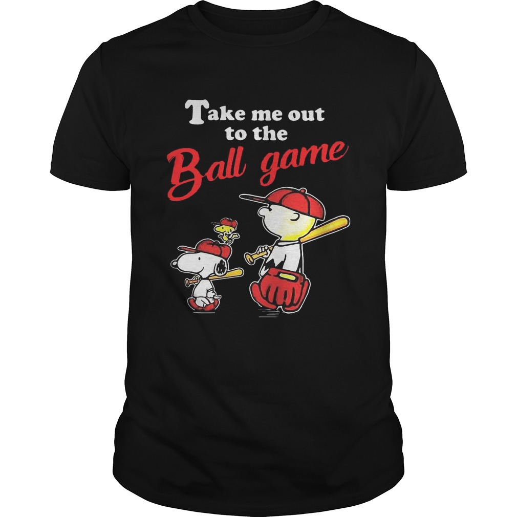 Charlie Brown Snoopy And Woodstock Take Me Out To The Ball Game shirts