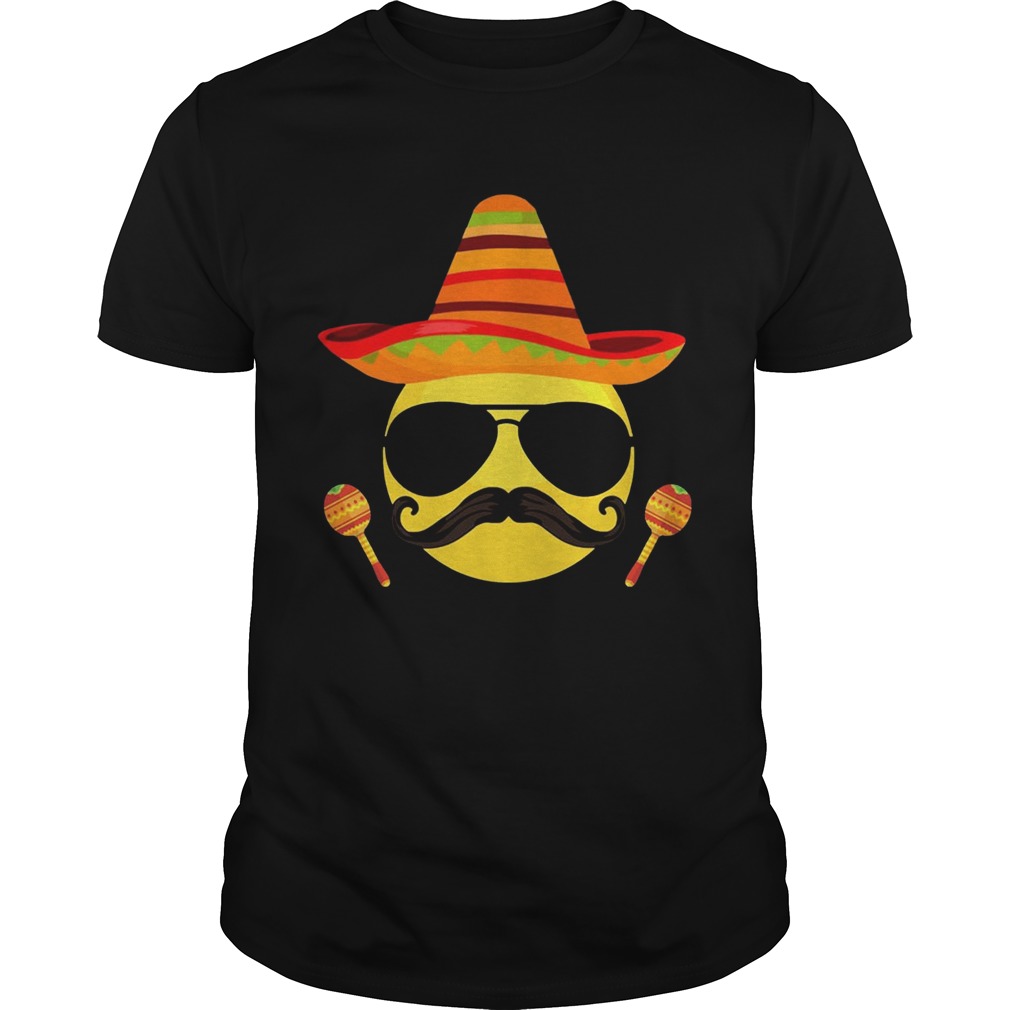 Emoji sombrero cool sunglasses cinco de mayo t-shirts