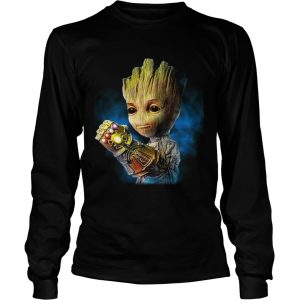 Groot with the infinity gauntlet longsleeve tee