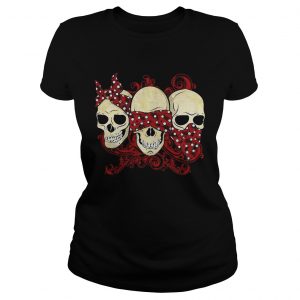 Hear See Speak No Evil Skull Heads ladies tee