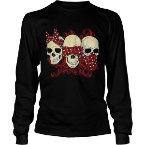 Hear See Speak No Evil Skull Heads longsleeve tee