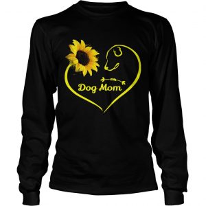 Heart shaped sunflower and dog mom longsleeve tee