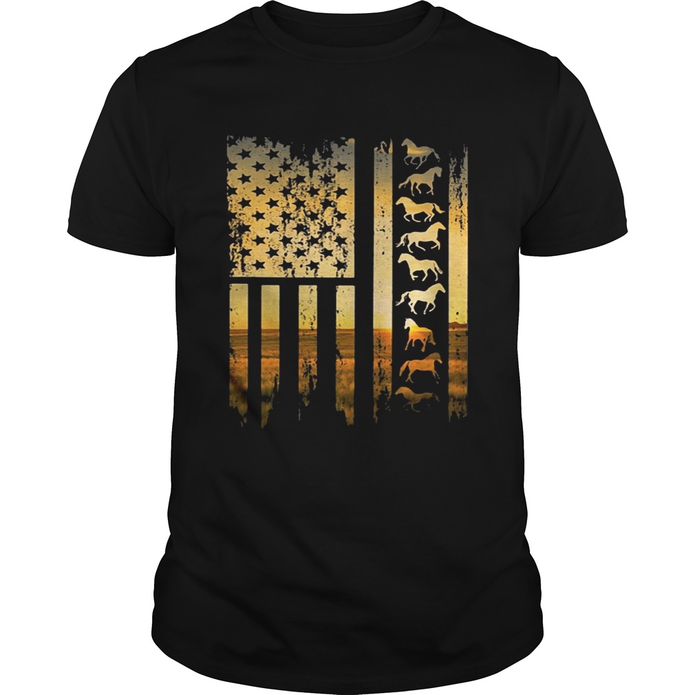 Horse flag america sunset shirts