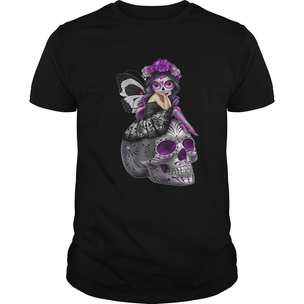 Jasmine Becket Griffith fairies atop decorative sugar skulls shirts