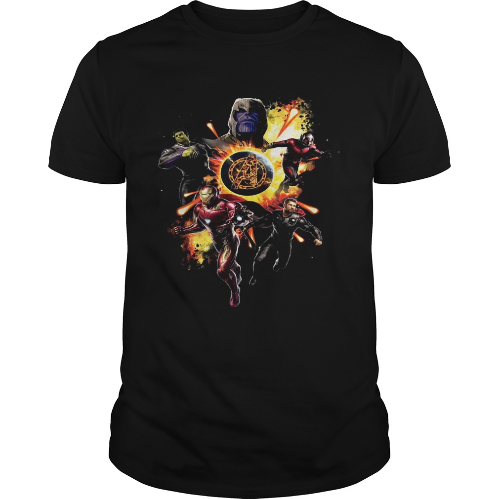 Marvel Avengers Endgame Superheroes and Thanos shirts