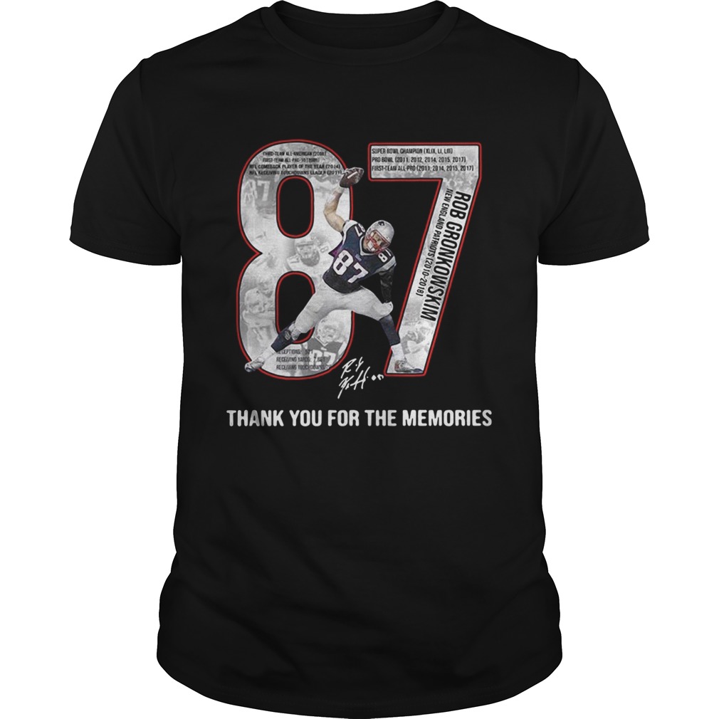 Rob Gronkowski 2010 2018 thank you for the memories shirts