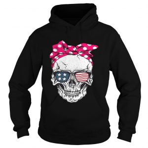 Skull lady with American flag sunglasses hoodie