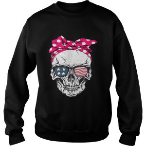 Skull lady with American flag sunglasses sweatshirt