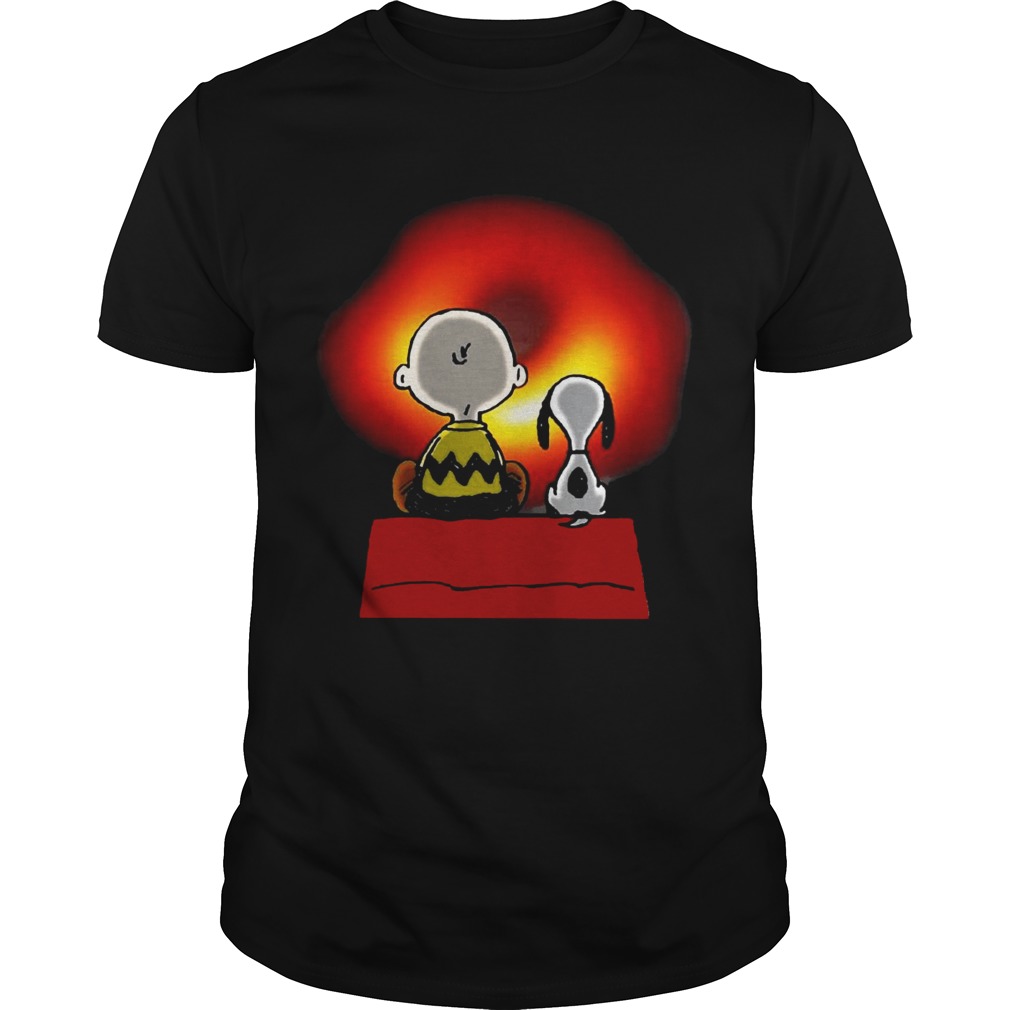 Snoopy And Charlie Brown watching Cosmic Black Hole shirts