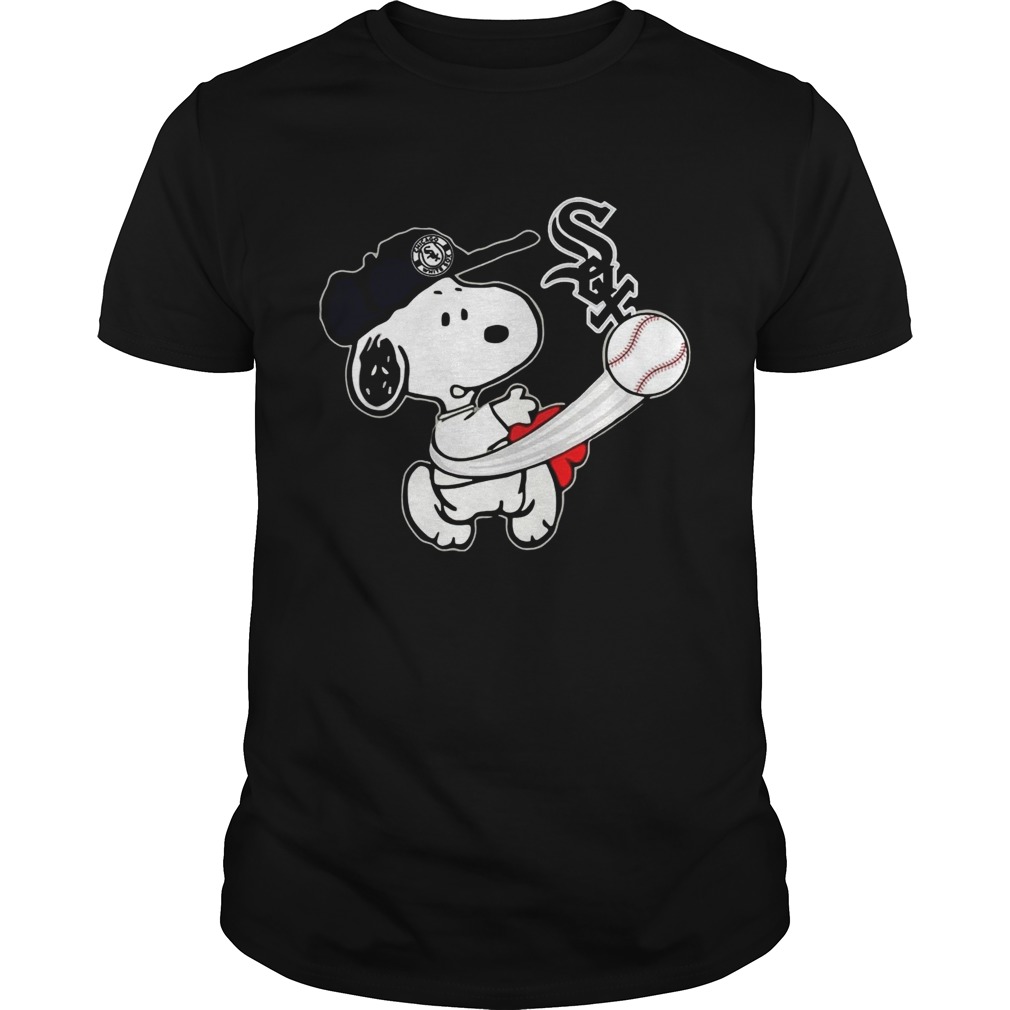 Snoopy Play Baseball T-Shirt For Fan White Sox Teams