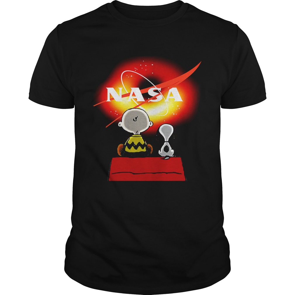 Snoopy and Charlie Brown watching the black hole NASA shirts