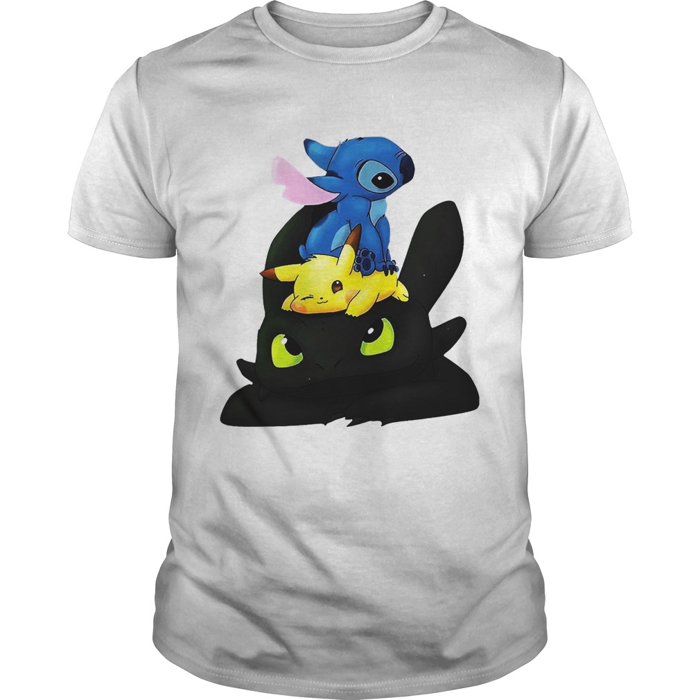 Stitch Pikachu Toothless kid shirts