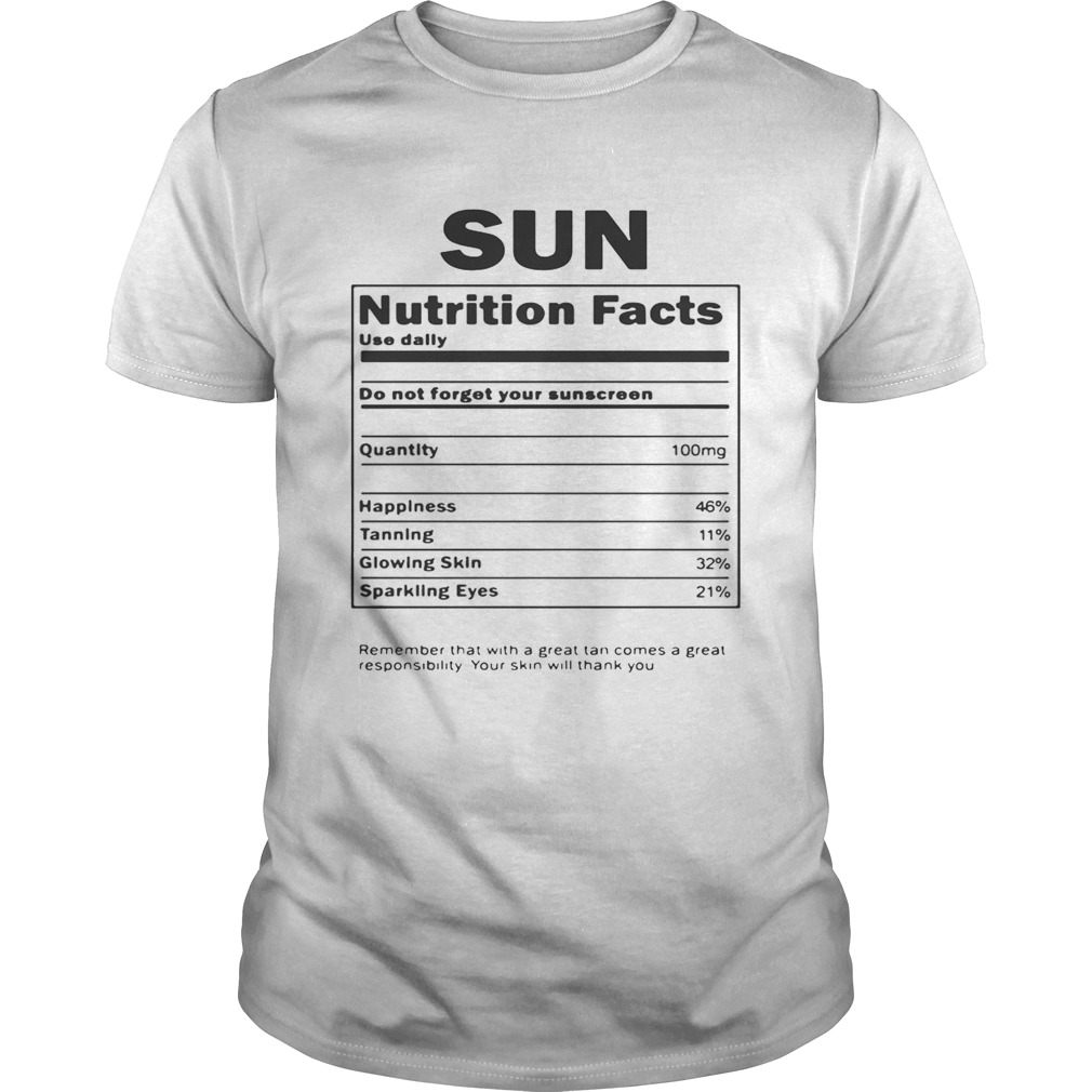 Sun Nutrition Facts shirts