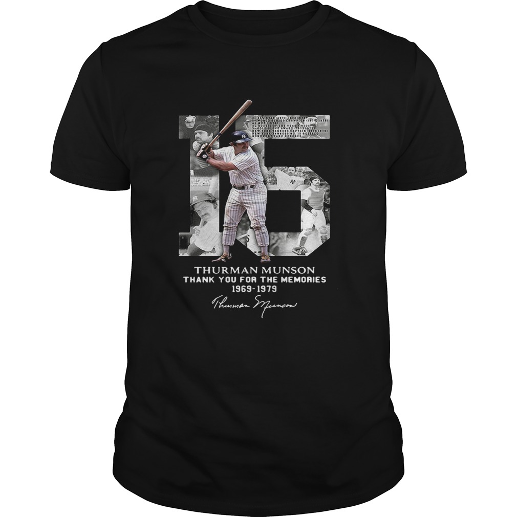 Thurman Munson thank you for the memories 1969 1979 signature shirts