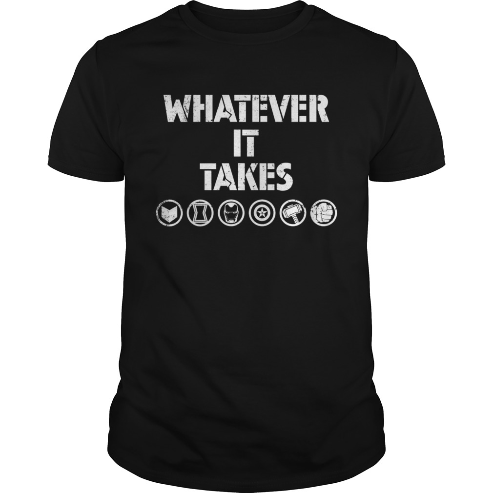 What ever it takes Marvel symbols shirts