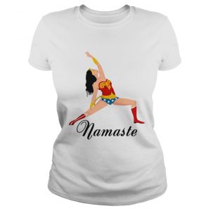 Wonder Woman doing yoga namaste ladies tee