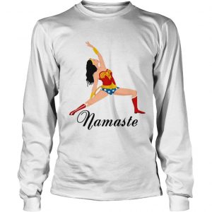 Wonder Woman doing yoga namaste longsleeve tee