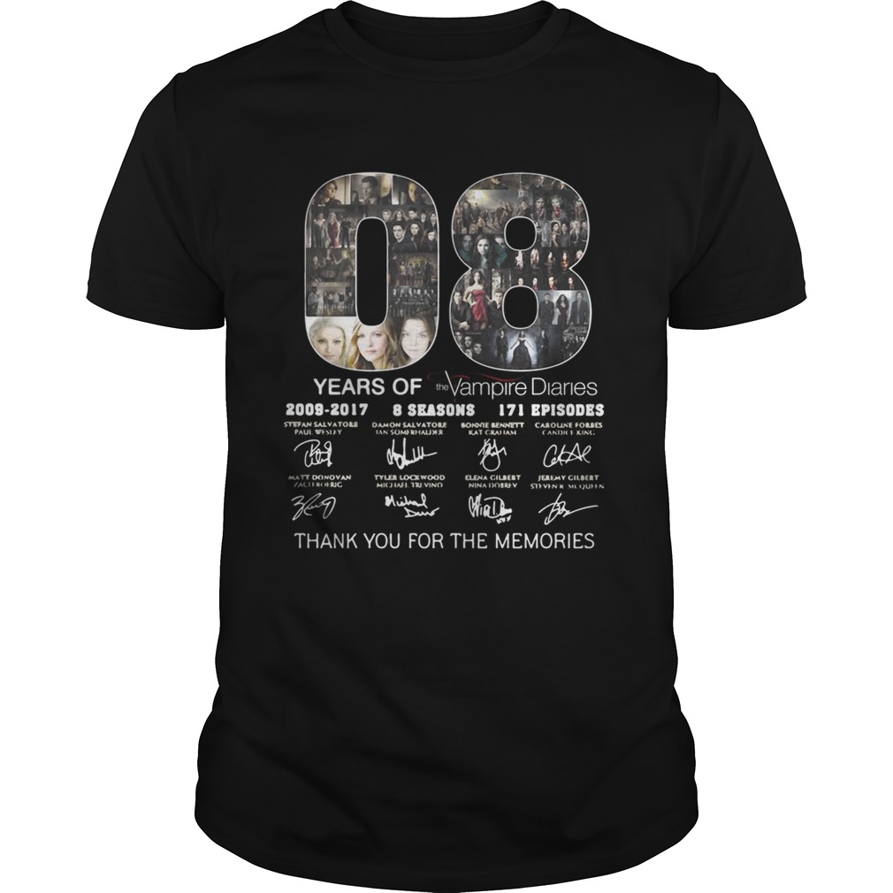 08 years of the Vampire Diaries thank you for the memories shirts