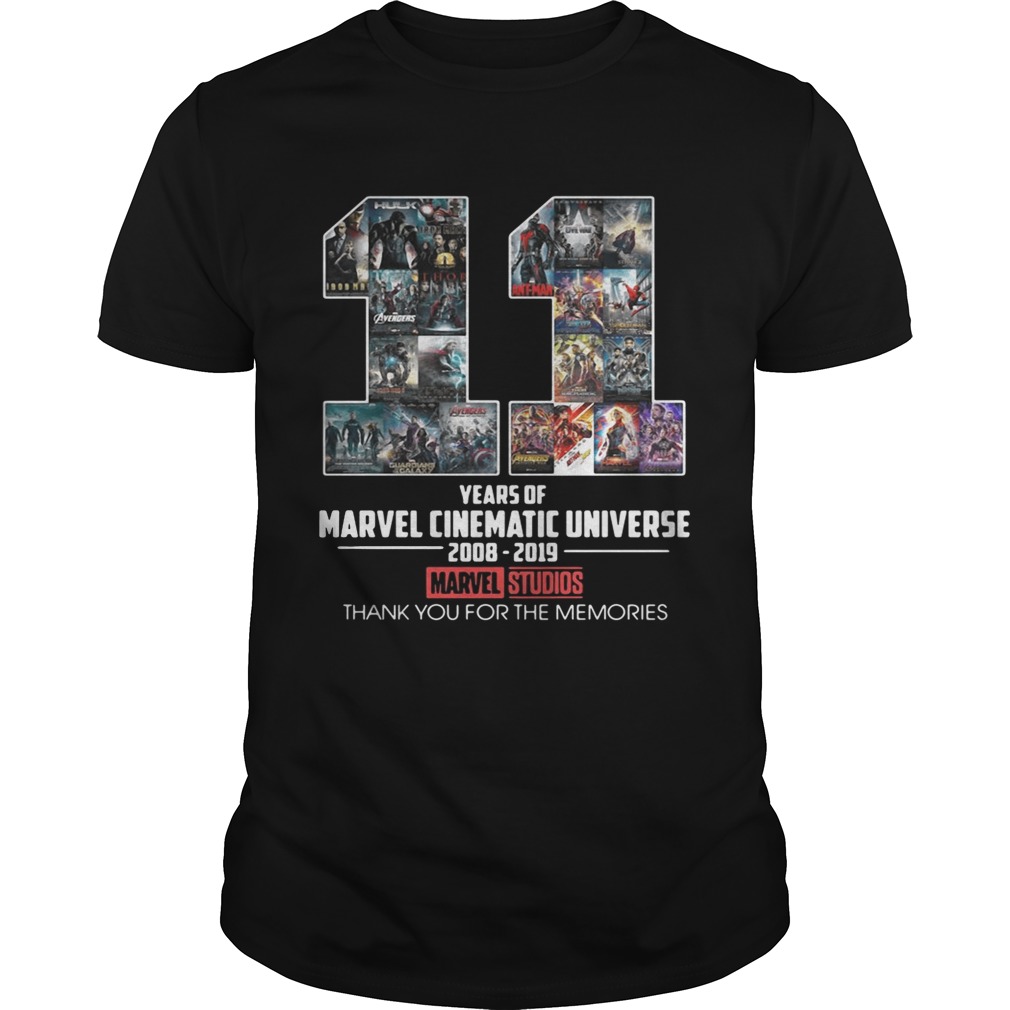 11 years of Marvel Cinematic Universe 2008 2019 Marvel Studios thank you for the memories shirts