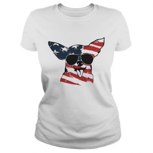 4th Of July Chihuahua American Flag ladies tee