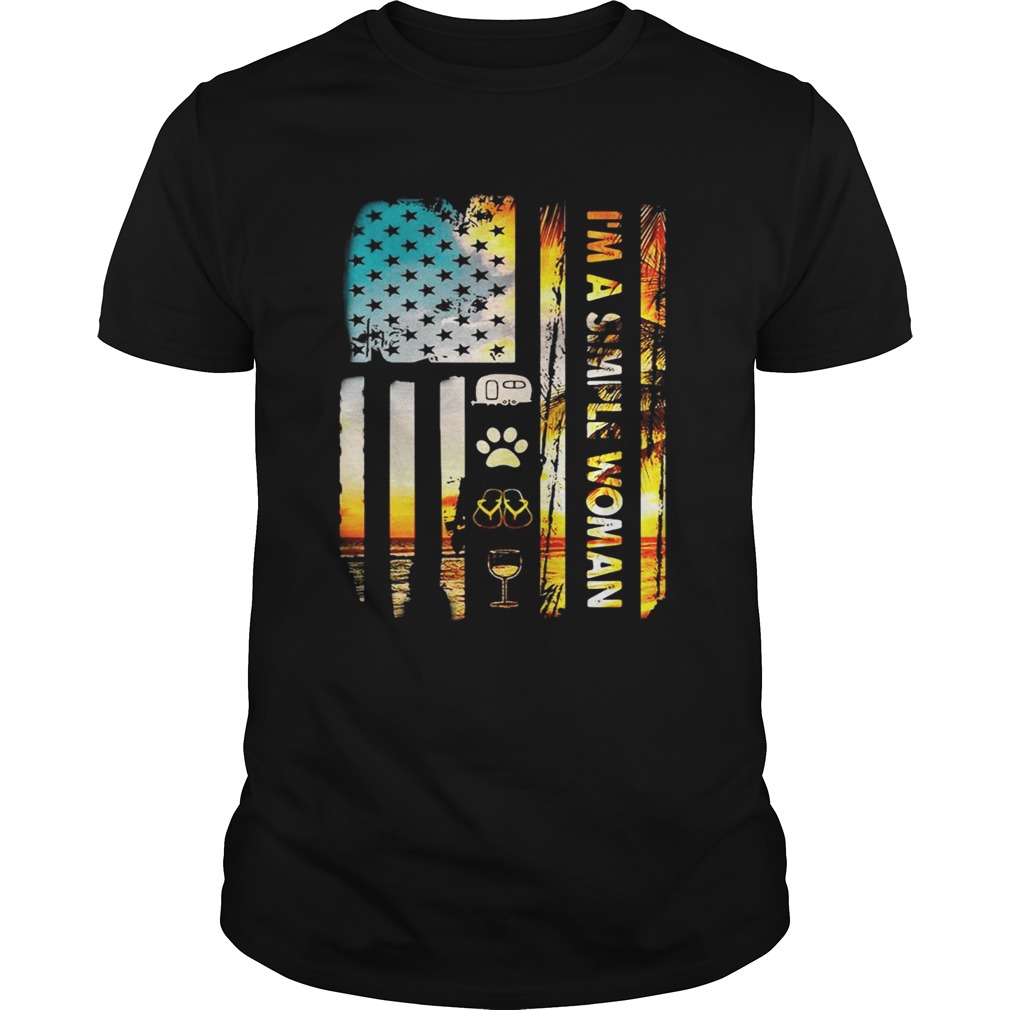 American flag I’m a simple woman I love camping dog flip flop and wine shirts